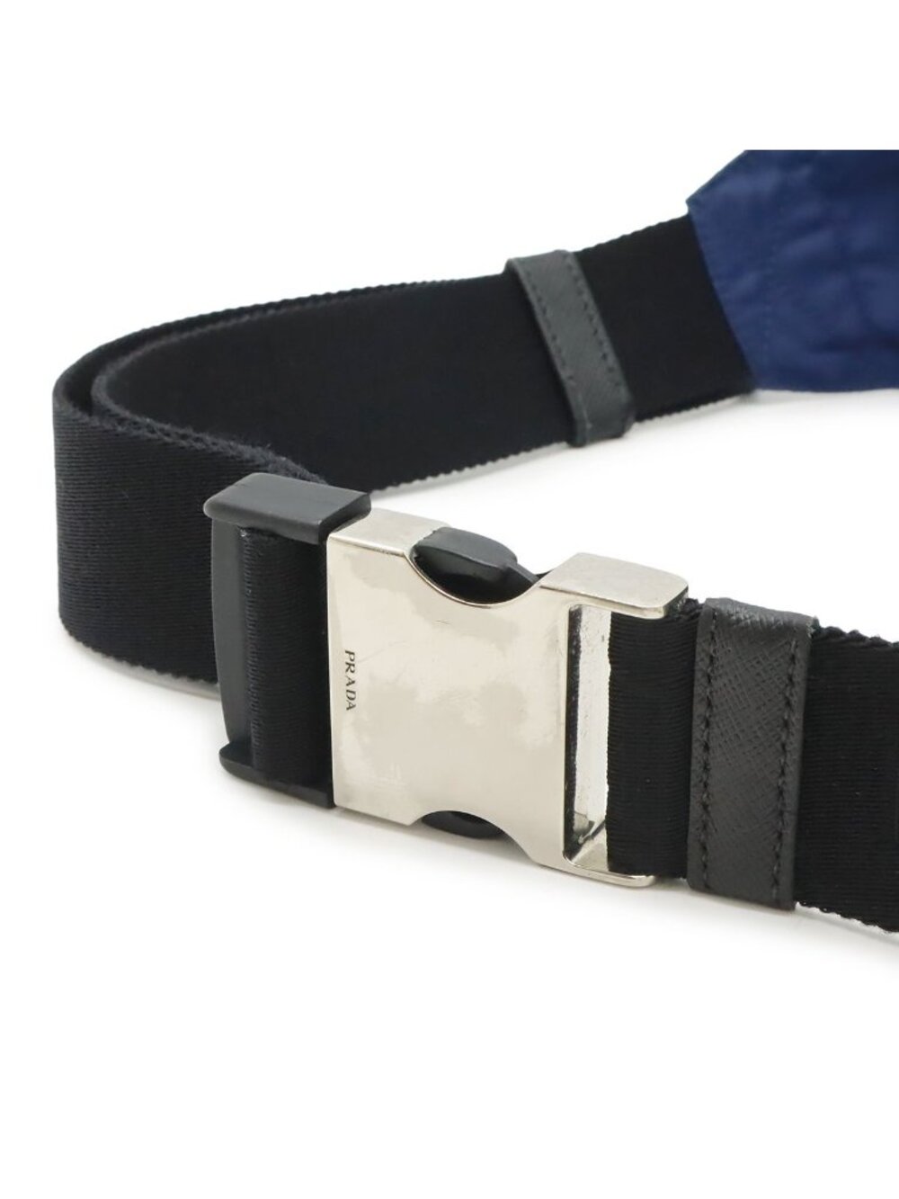 Prada Triangle Logo Belt Bag Waist Pouch Hip Nylon Blue Black Silver - Picture 4 of 8